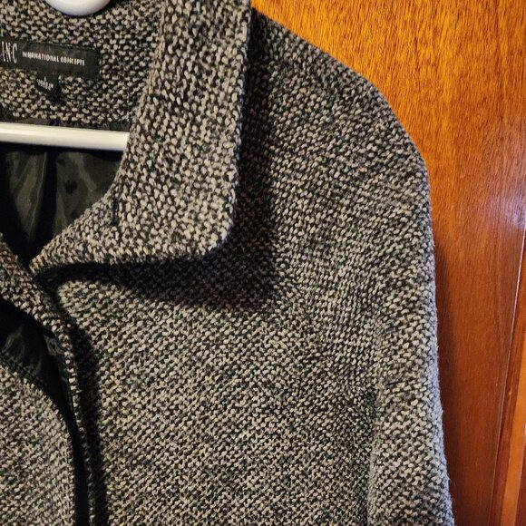 Women's Large INC International Concepts Black/White Wool Blend Coat - Picture 4 of 10